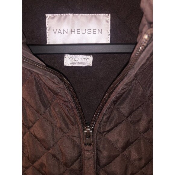 Van Heusen Vest Jacket Quilted Mock Neck Brown Front Pocket Women’s XXL - Picture 5 of 6